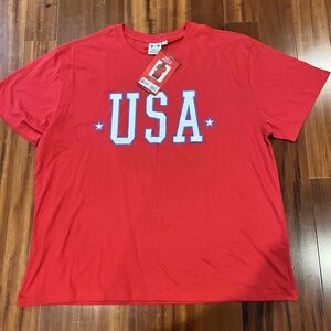 New NWT Spirit Of America USA Red T-Shirt Graphic Print Crew Neck Size XL